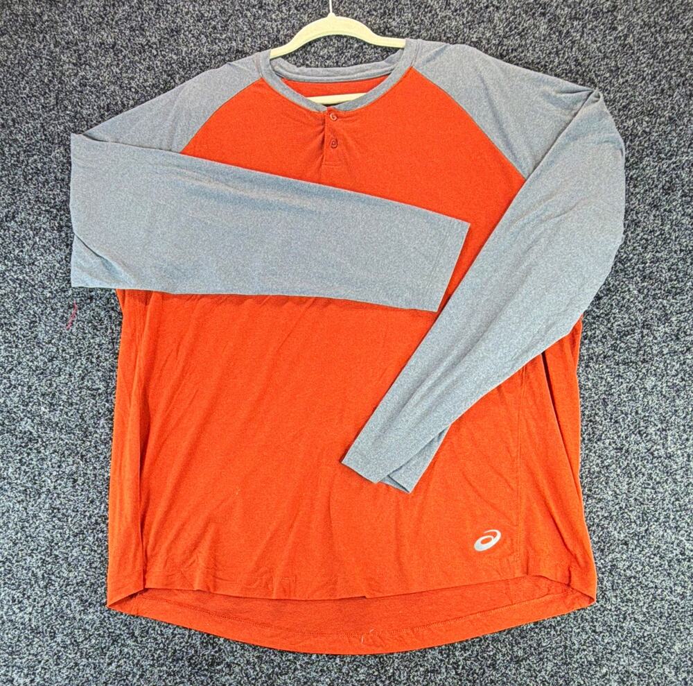 ASICS Reflective Men’s Raglan Crew Neck Running Shirt Orange/Gray XL